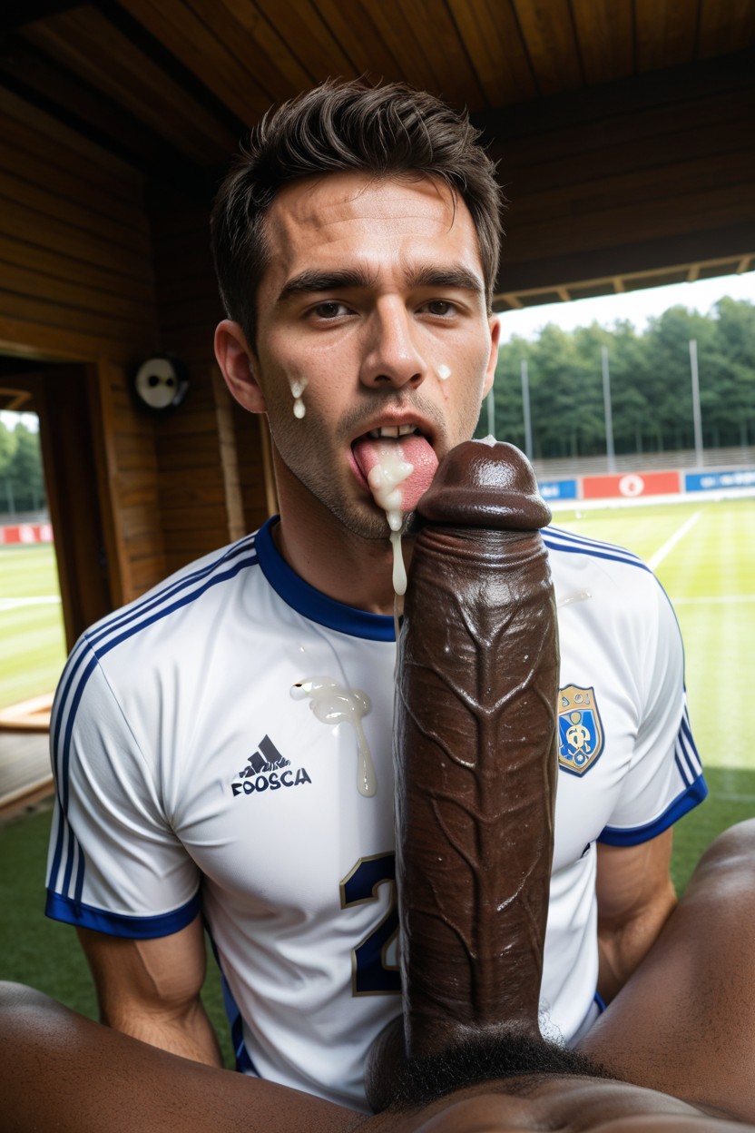 Pubic Hair, Messy Cum Facial, Gigantic Testicles Pornografia gay com IA
