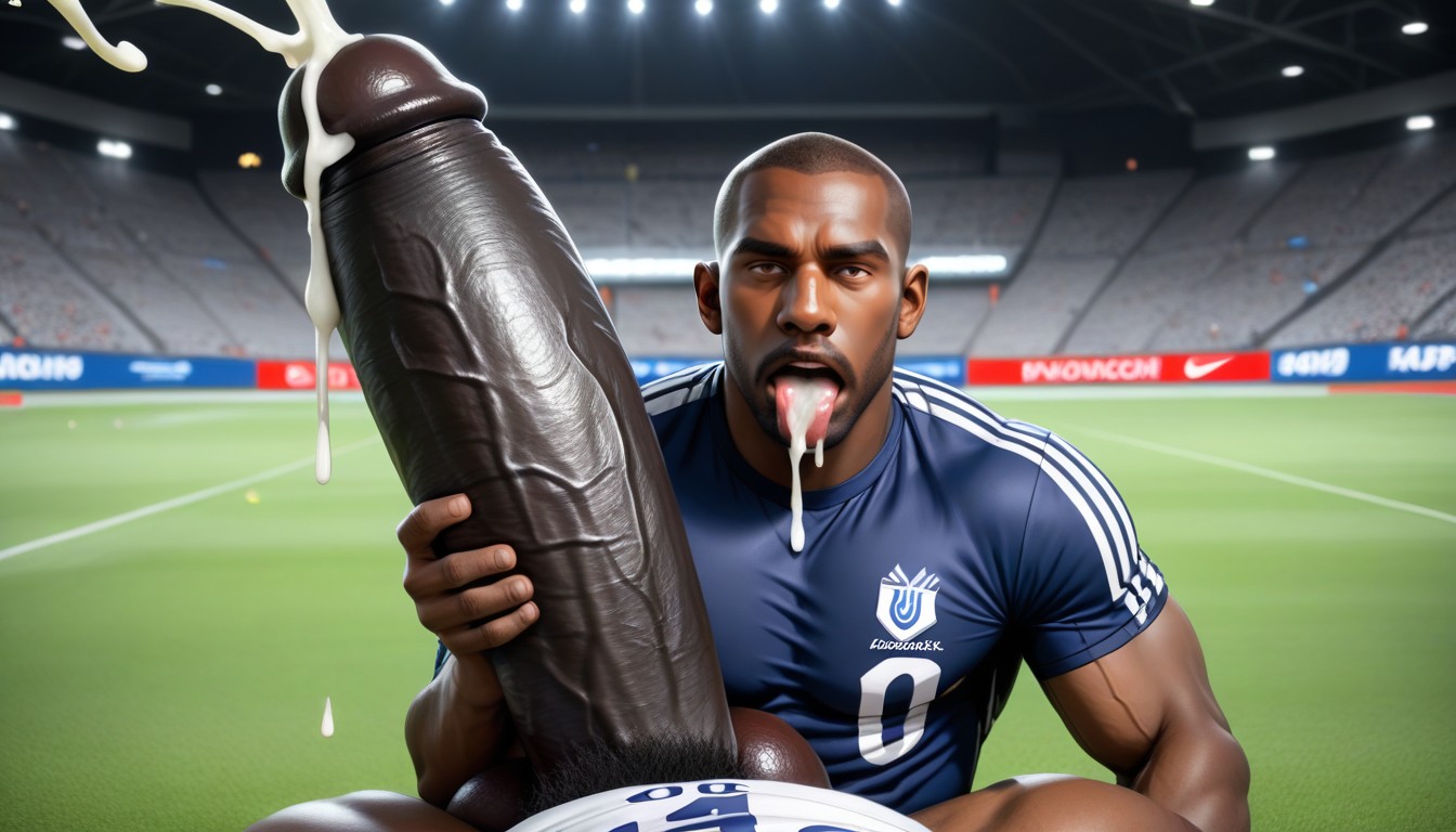 Precum Dripping From Giant Glans, Handsome Caucasian Soccer Player +, Cum Facial AI Gay Porn