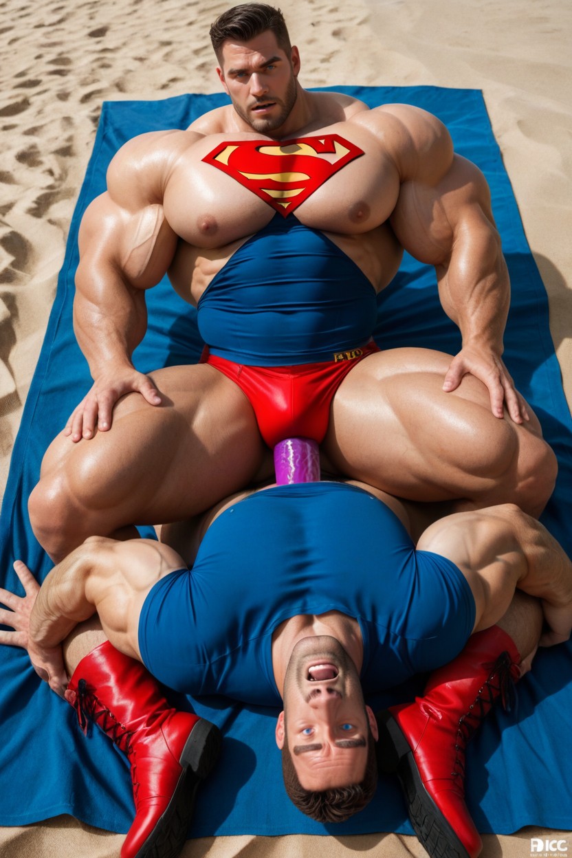 25+, In Style Of Excess Gargantuan Bodybuilder, Bright Ice Blue Eyes AI Gay Porn