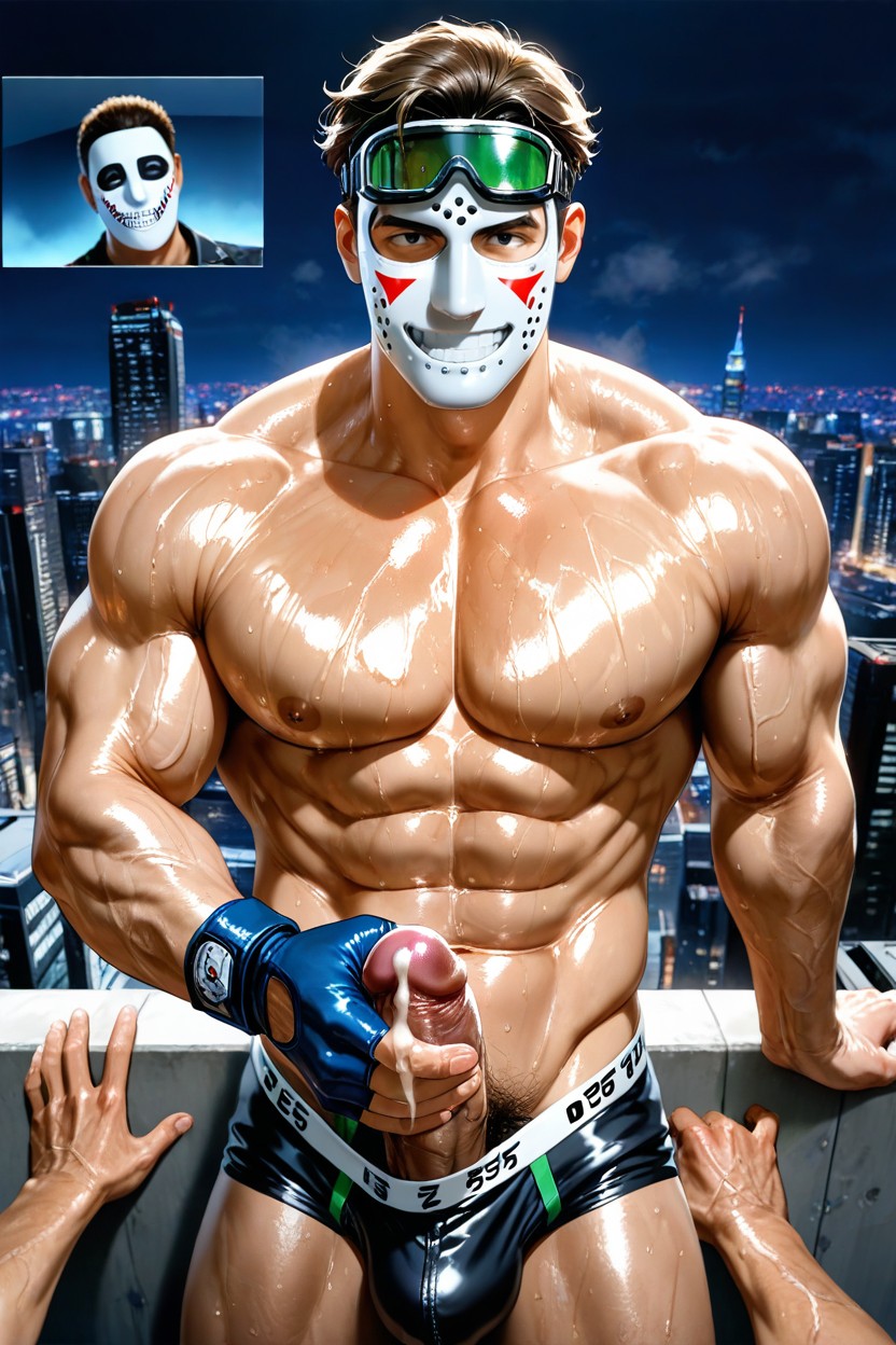 Grande, Balls, Goggles On Head Pornografia gay com IA