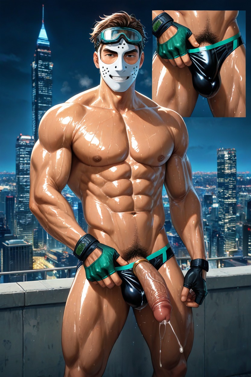 Oiled Skin, Glossy Sixpack, Sexy Pornografia gay com IA