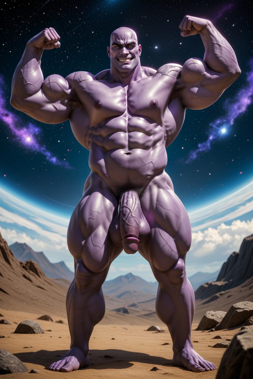 Shaved Bald Head, Smiling, Intense Vascularity Pornografia gay com IA