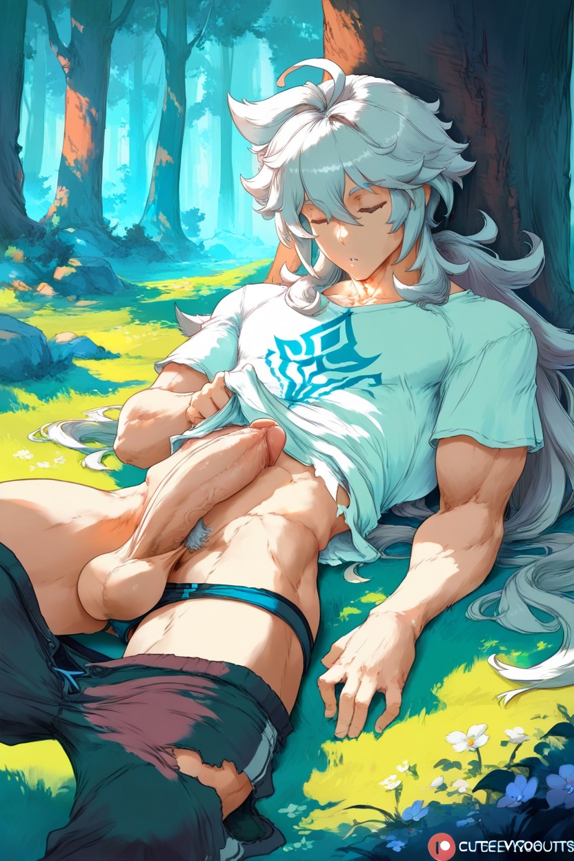 Sleep, Outdoors, Underwear 게이 AI 야짤