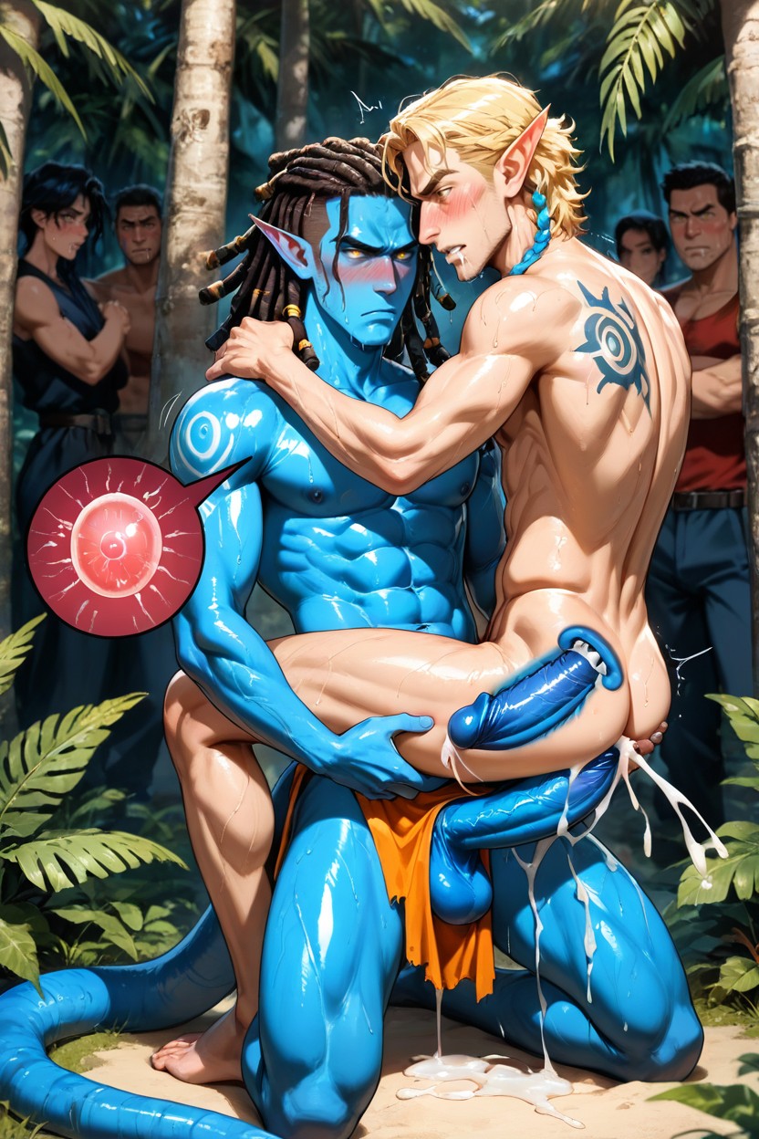 Blue Paint Marks And Tattoos, Long Blonde Dreadlocks, Kneeling Porno IA gay
