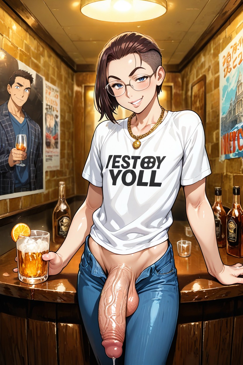 Front View, 바, Girthy Pennis 게이 AI 야짤