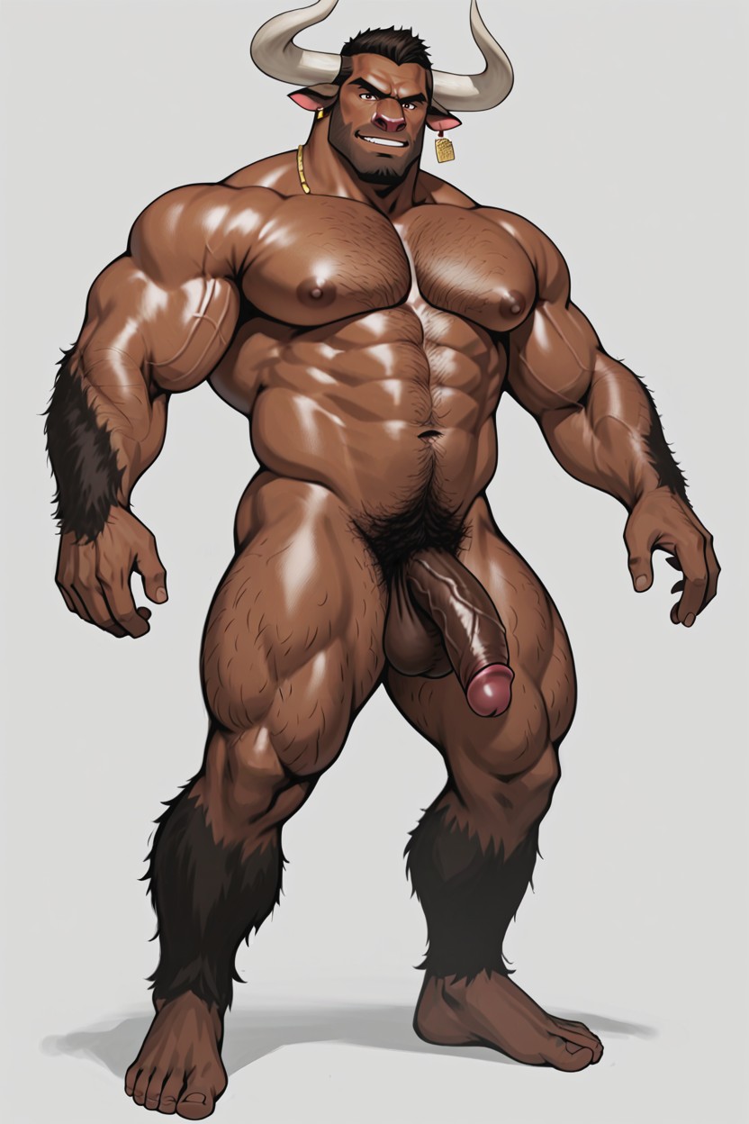 Pelo Rubio, Huge Puffy Nipples, Minotaur Hairy Furry Balls Porno gay IA