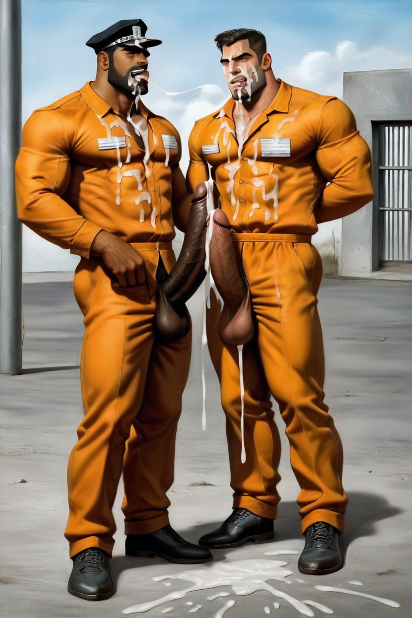 Cum Dripping Off Tongue, Multiple Other Manly Inmates In Cell, 咧嘴笑 AI同性戀黃片