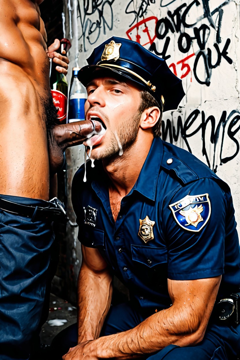 Submissive, Kneeling, Muscular White Man Porno gay IA