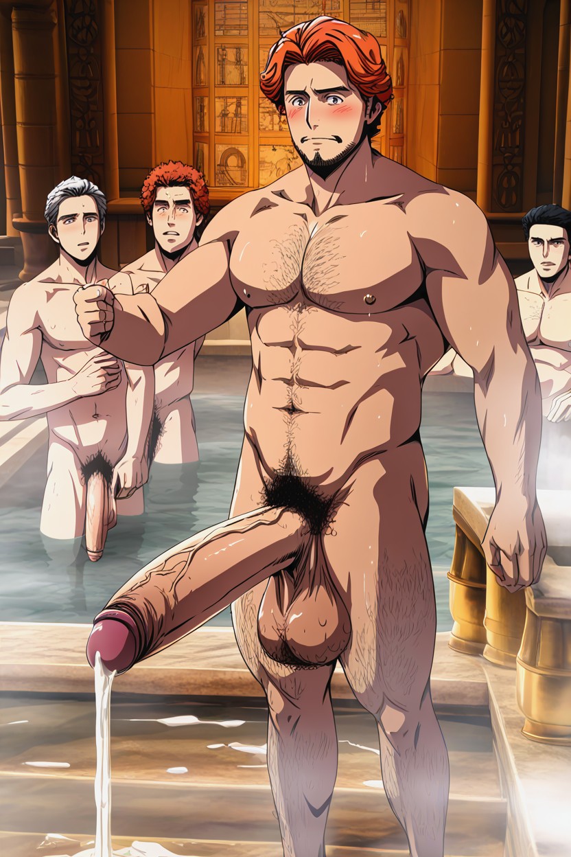 밤, Everyone Looking Surprised At Penis, His Erect Hyperpenis Reaches Up To His Chin And Mouth 게이 AI 포르노