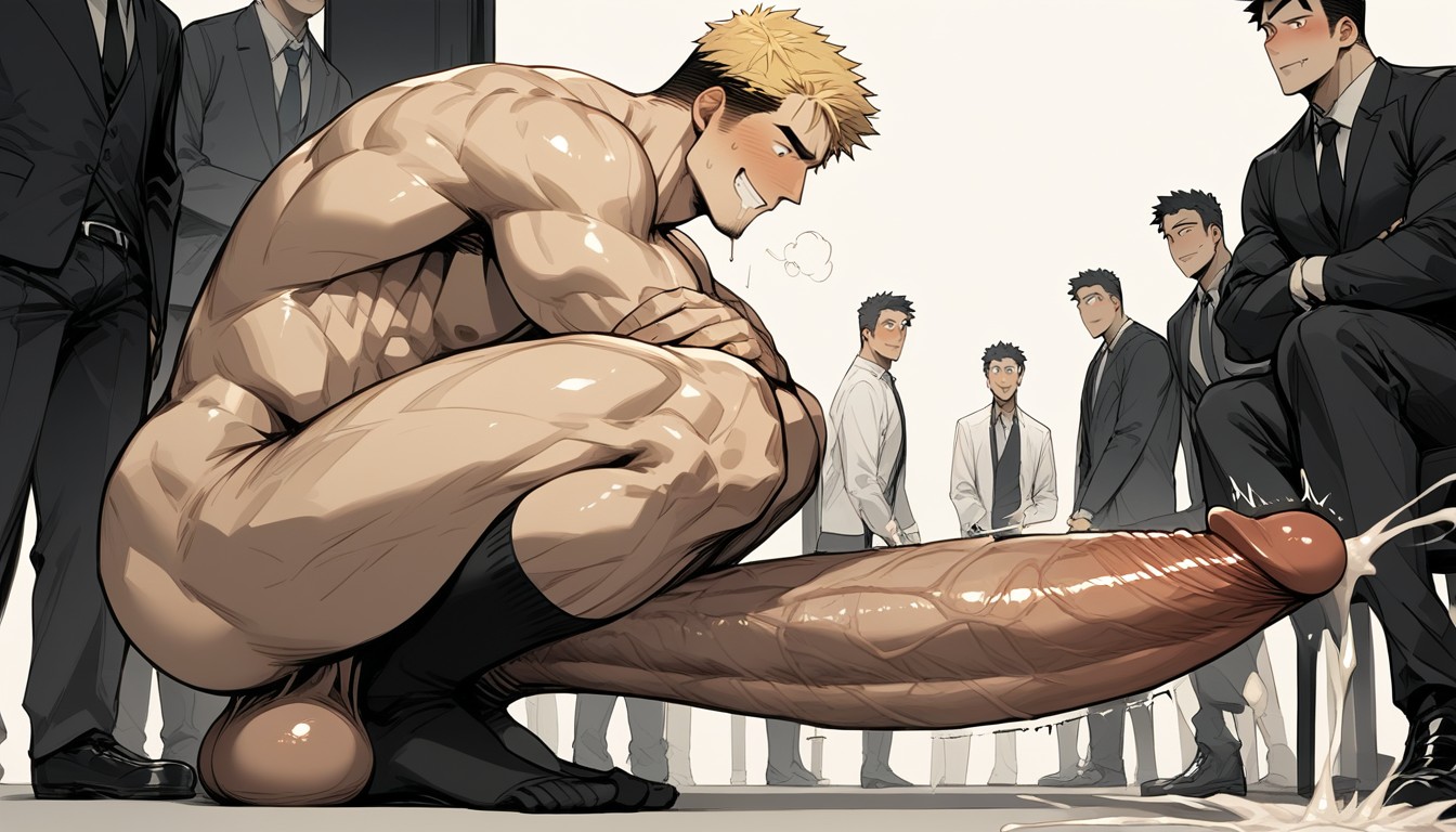 Huge Girthy Cock, Hyper Penis, Many People Around ИИ гей порно