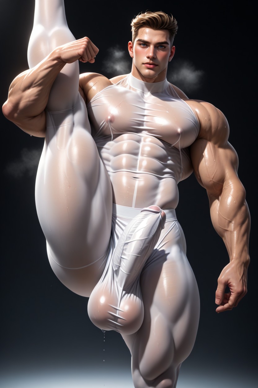 Muscular Physique, Penis Bulge, Erected Dick AI Gay Porn