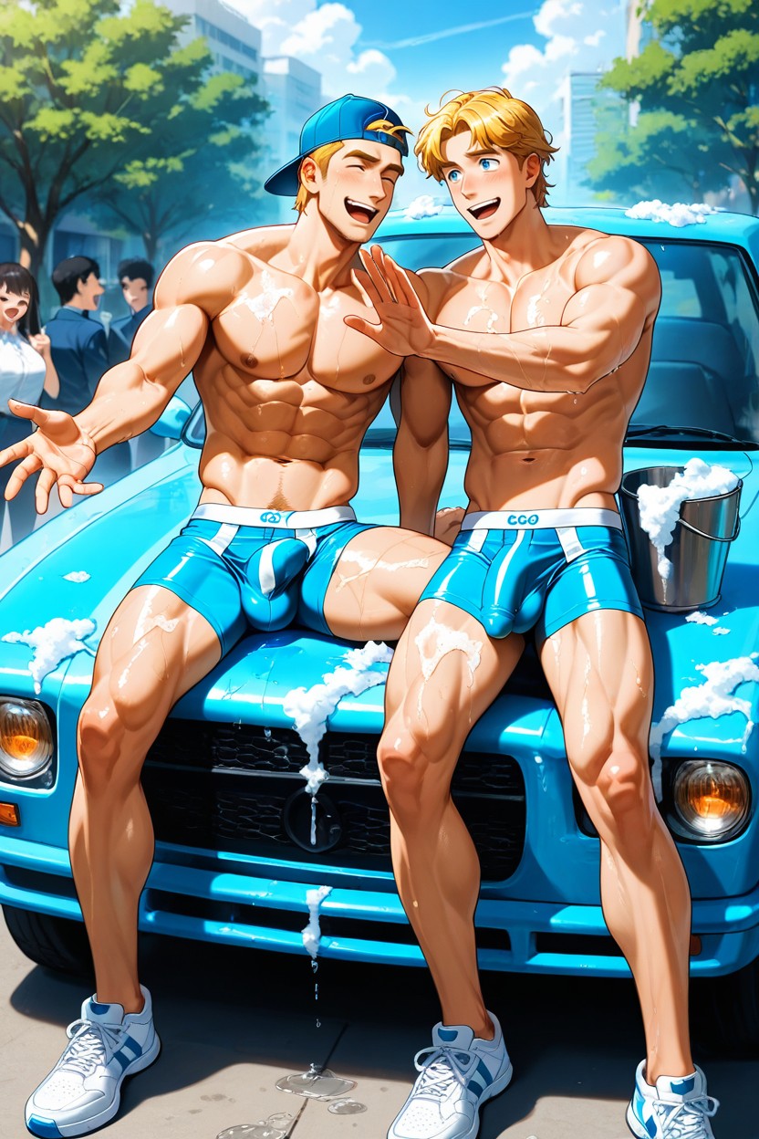Men Only, Wet, Laughing AI Gay Porn