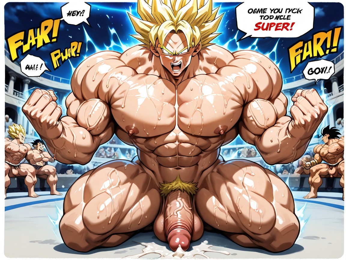 Super Saiyan, Speech Bubble, Oiled Skin AI Gay Porn