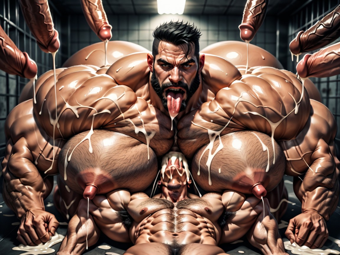 Many Impossibly Huge Hyper Long Cocks, Hyper Massive Ass, Sweaty AI Gay Porn