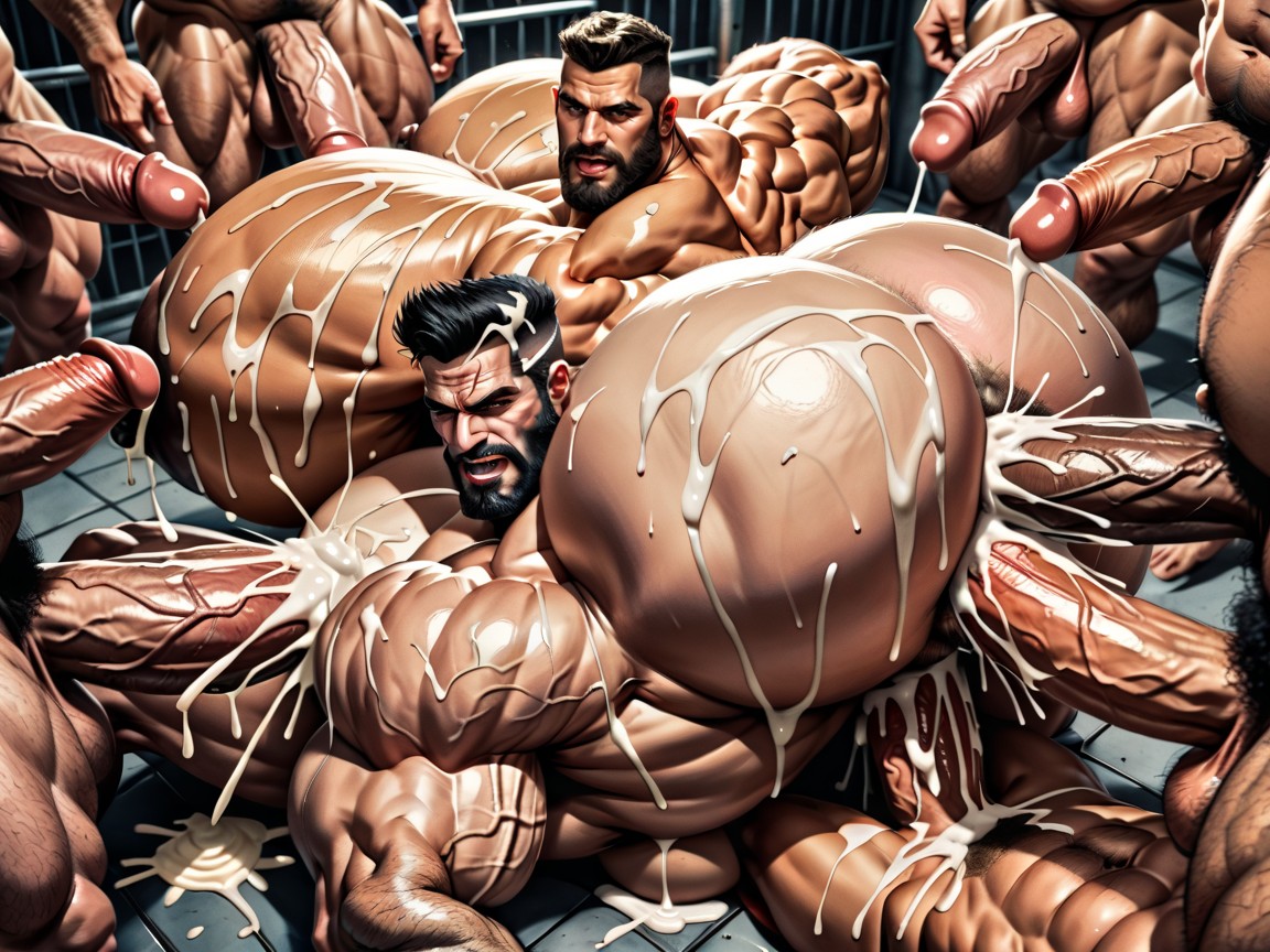 25+, Hyper Boobed Transmen Massive Orgy, Hyper Bulky AI Gay Porn