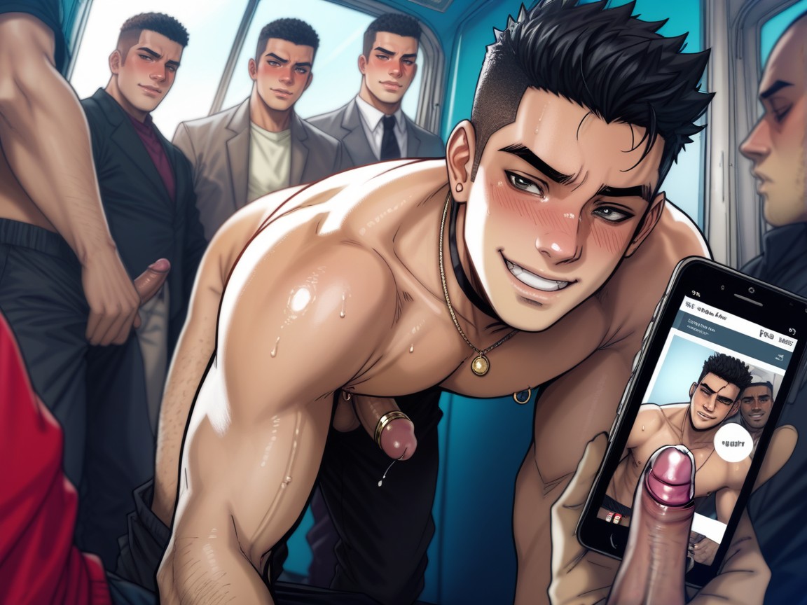 Necklace, Standing, Gang Bang AI Gay Porn