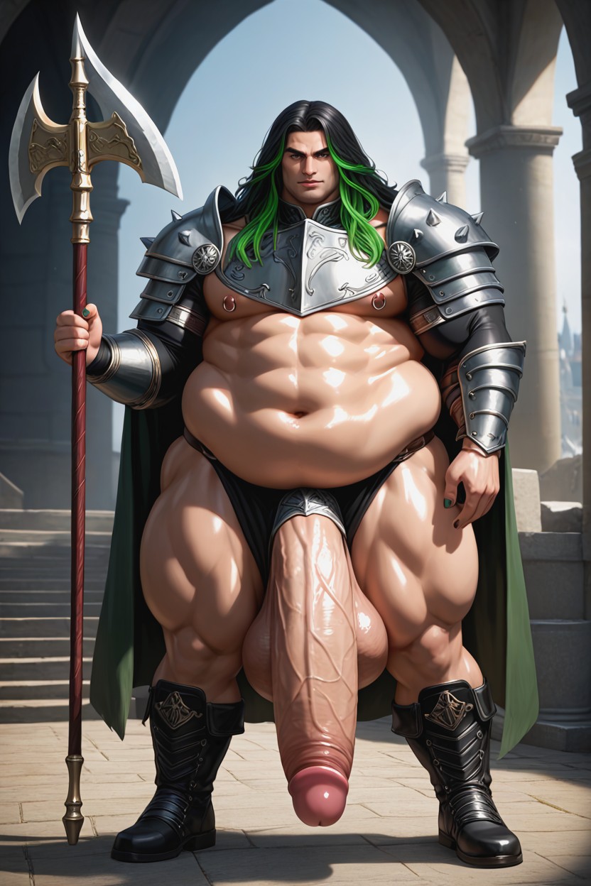 Holding Axe, Oiled Skin, Penis Hanging Down To The Ground AI Gay Porn