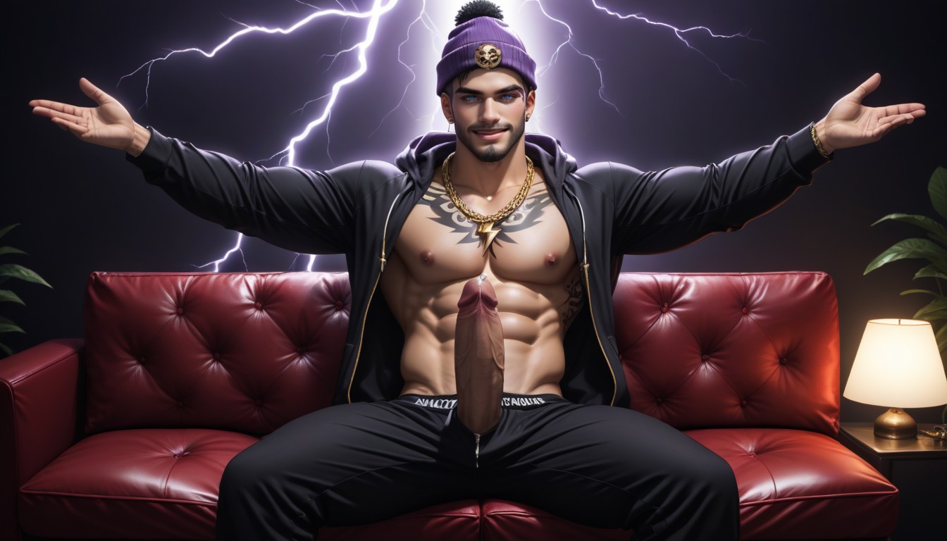Diamond Necklace, Piercings, Pulling Down Sweatpants AI Gay Porn