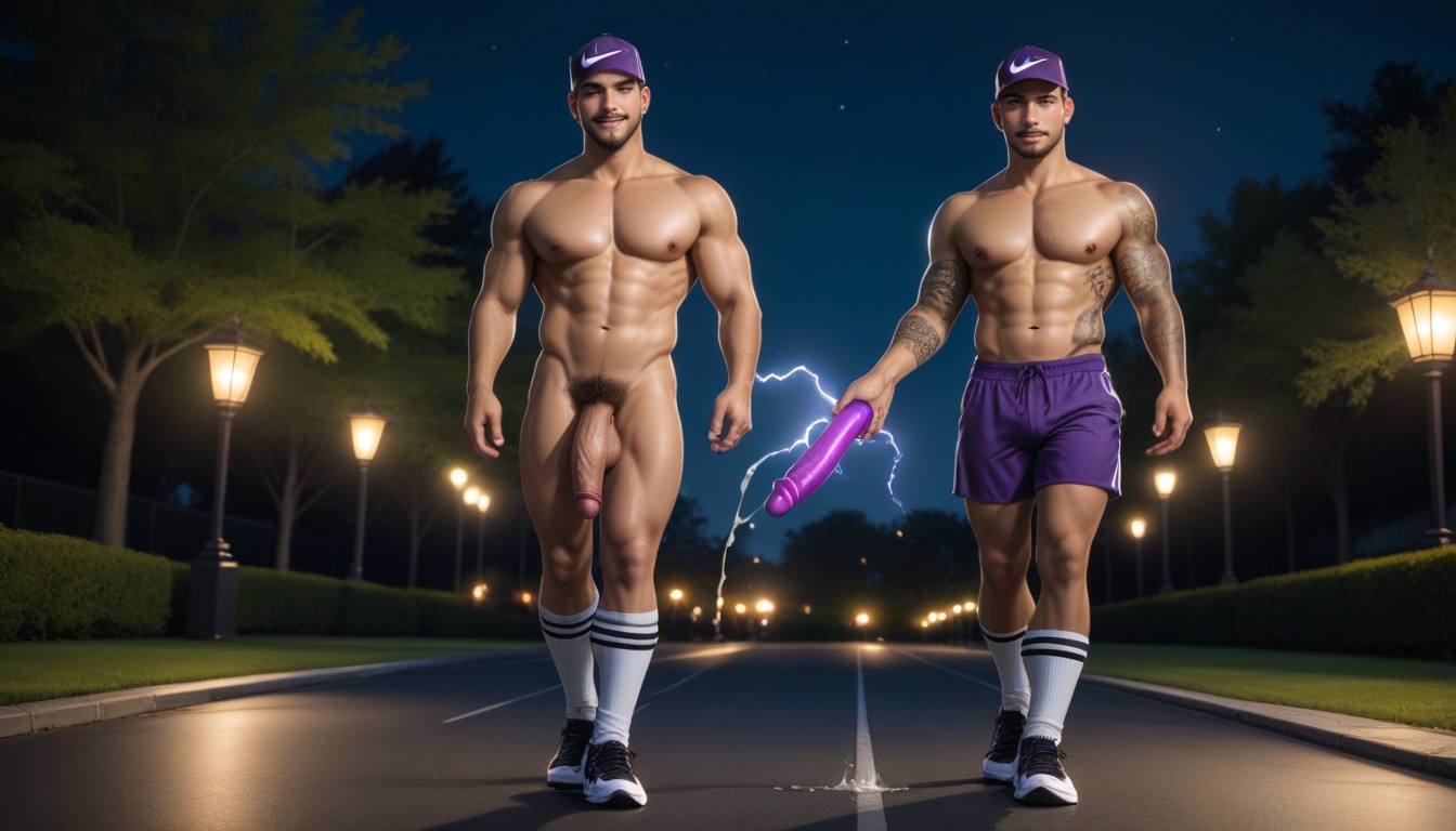 Purple Baseball Cap, Darkness, 25+ AI Gay Porn