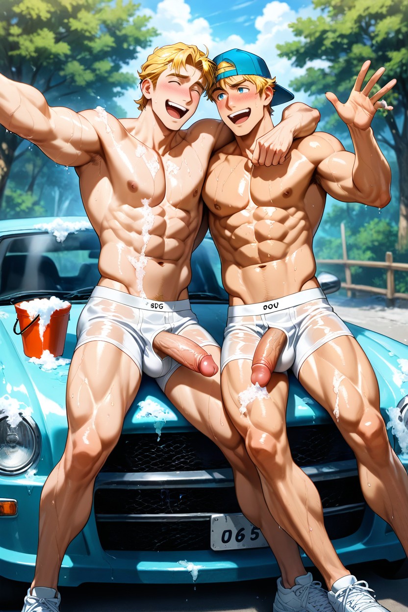 Blonde Hair, Fit, One Car AI Gay Porn