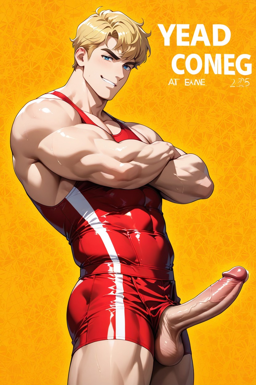 Penis Is Coming Out Of Singlet, Medium, Seductive Teasing Mood AI Gay Porn