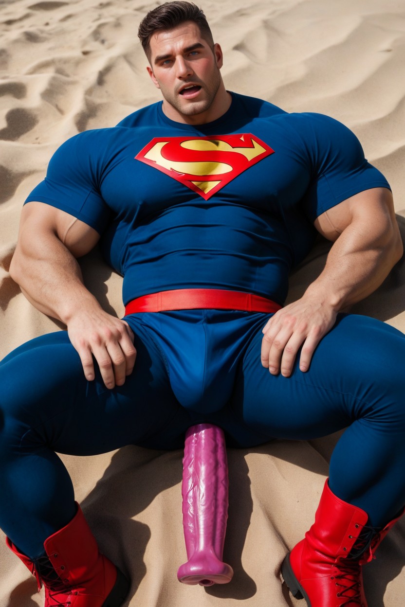 Red Boots, Hyper Massive Pecs, Handsome AI Gay Porn