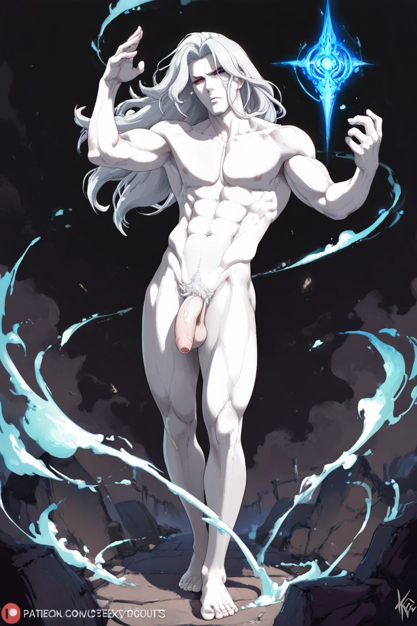 Flaccid Penis, Glowing Sigils, Goth AI Gay Porn