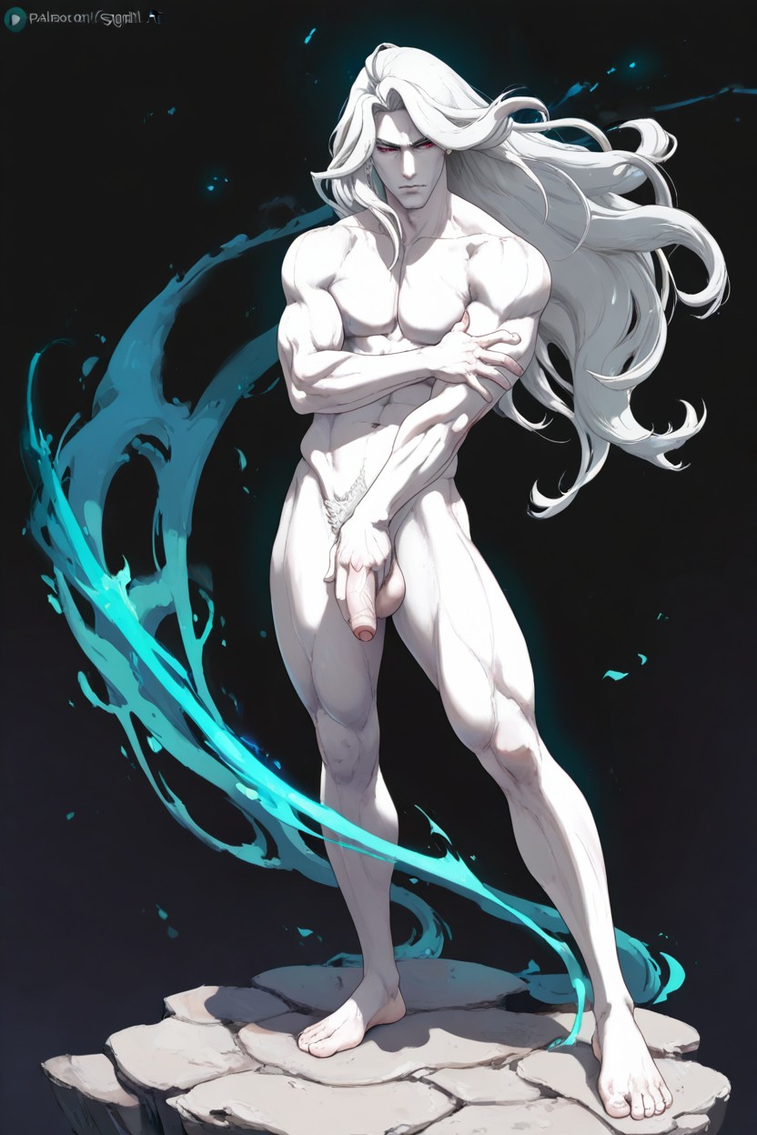 Very Pale Skin, Plain Background, Man AI Gay Porn
