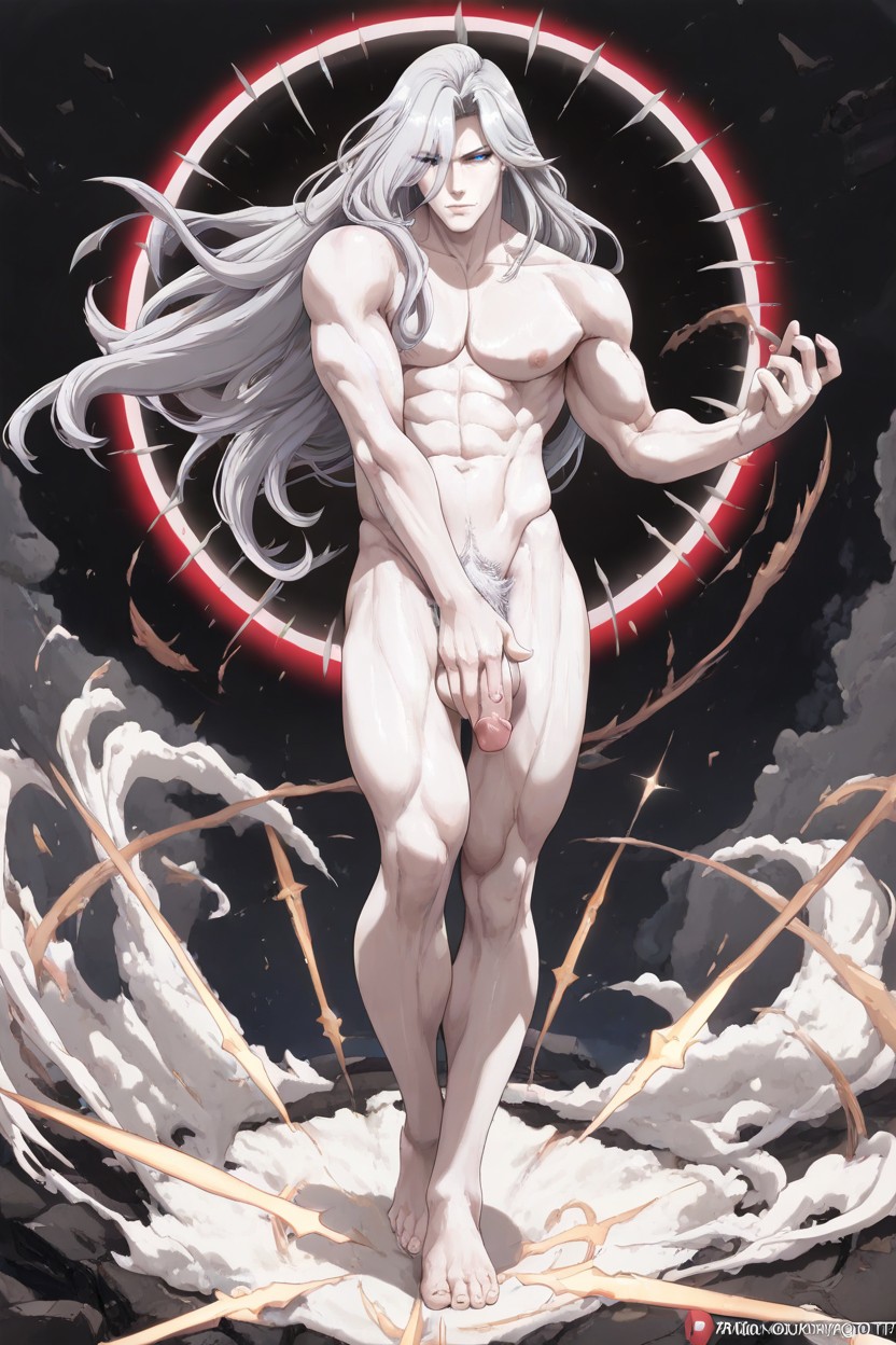 All White, Flaccid Penis Covered By Hair, Alone AI Gay Porn