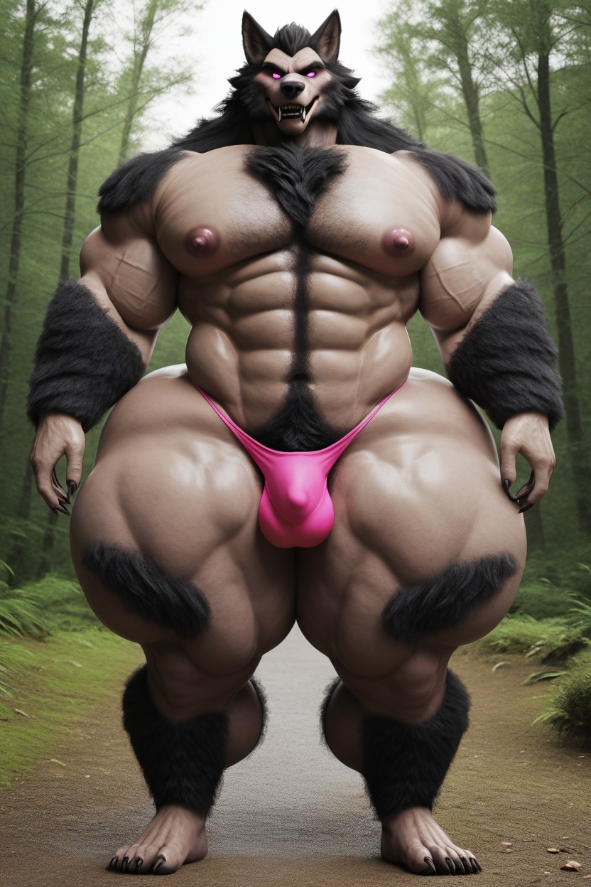 Complete Hairy Body, Werewolf Huge Ass, Minimal Pectoral AI Gay Porn