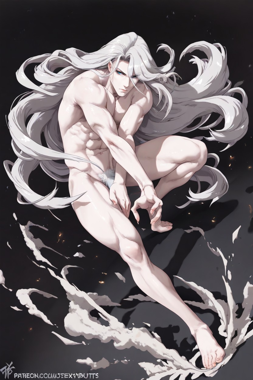 Full Body Visible, 25+, White Long Hair AI Gay Porn