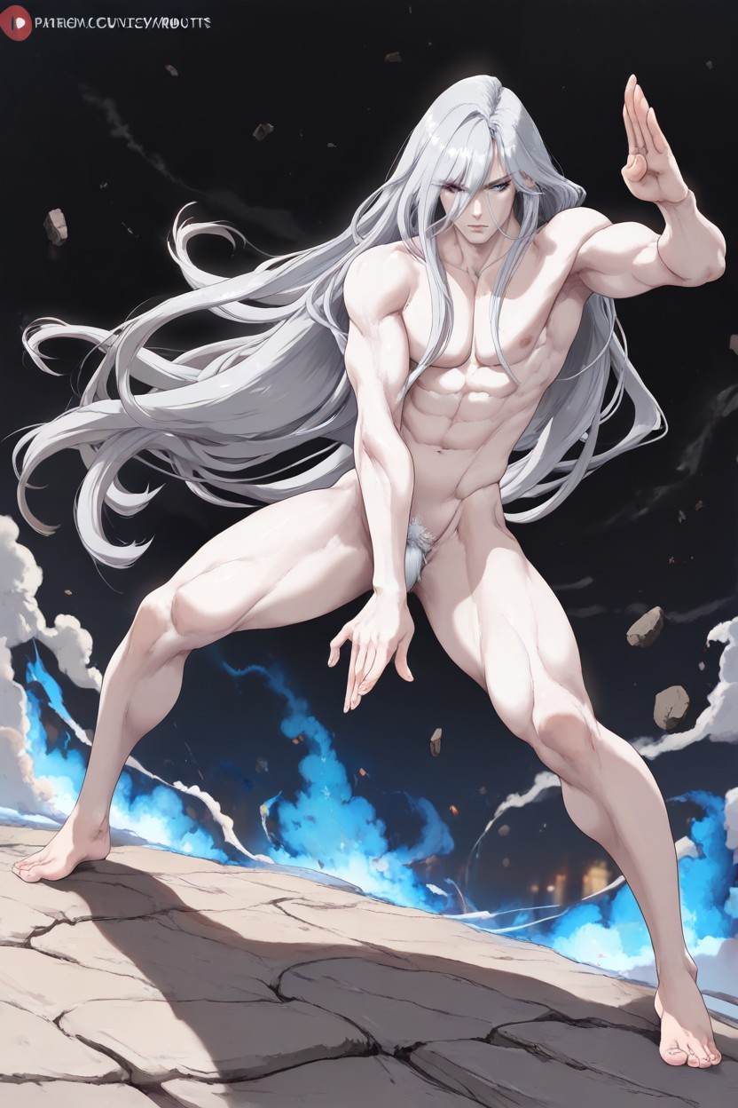 White Pubic Hair | No Clothes, Front View, Man AI Gay Porn