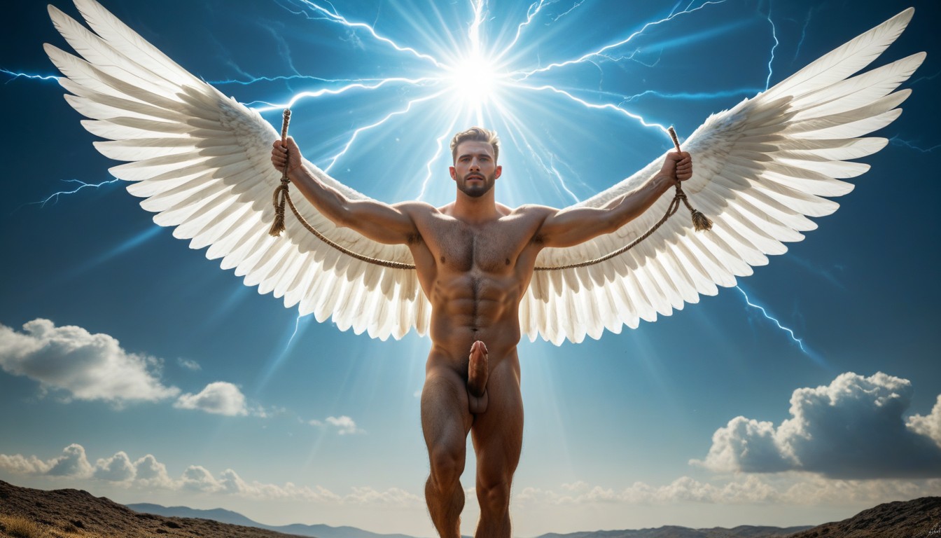 Energy Glow Along The Wings, Ethereal, Well-defined Build AI Gay Porn