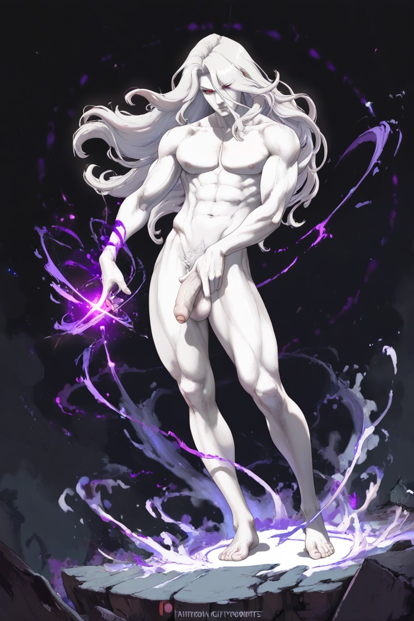 Pale Skin, White Long Hair, Fighting Stance AI Gay Porn