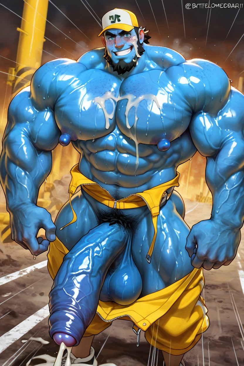 Dirt On Body, Huge Muscular Body, Sweating Porno IA Gay