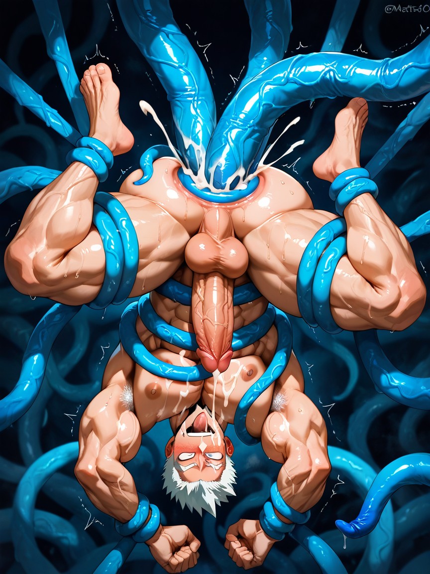 White Pubic Hair, Sweating, Big Pecs AI Gay Porn