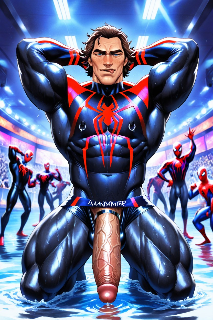 Freckles On Face, 25+, Skin Covered In Water Droplets And Glistening Oil AI Gay Porn