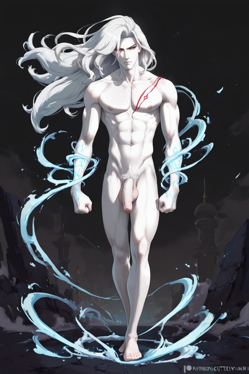 Kajinman Style, White Long Hair, Man AI Gay Porn
