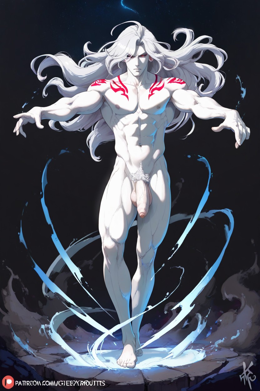 Medium, White Long Hair, Full Body Visible AI Gay Porn