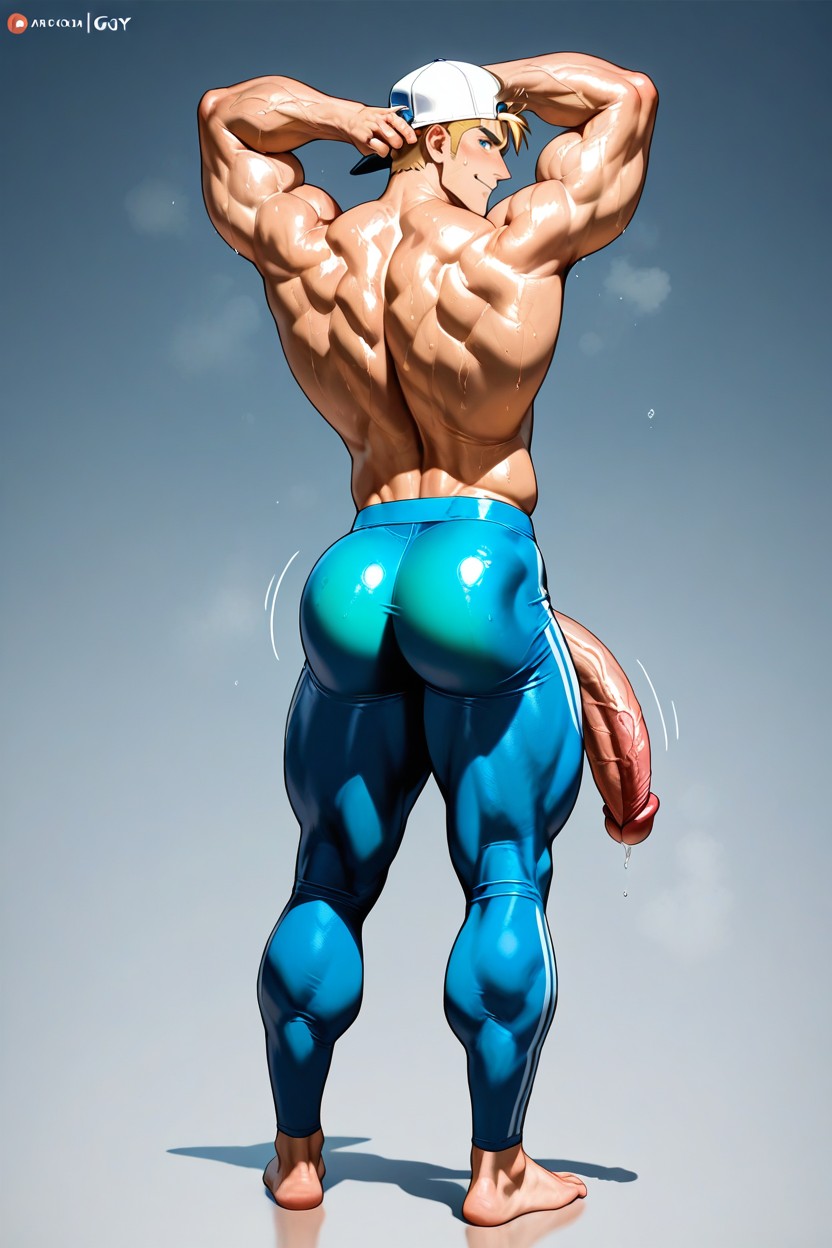 Arms Up, Alone, Full Body View AI Gay Porn