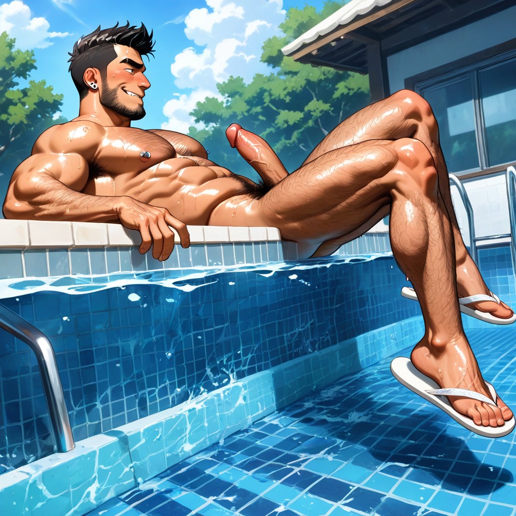 Skinny, Handsome Bearded Man, Feet On The Floor AI Gay Porn