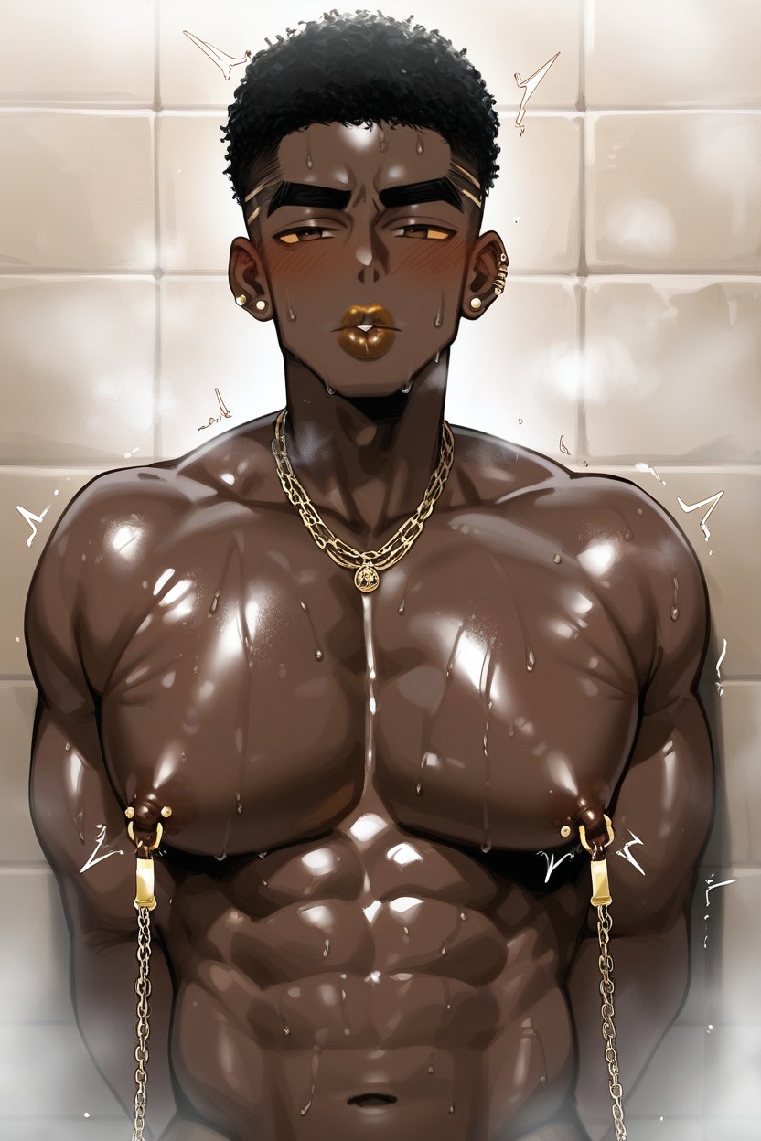 Smelly Stinky Sweaty, Nipple Piercings, Dark Skin AI Gay Porn