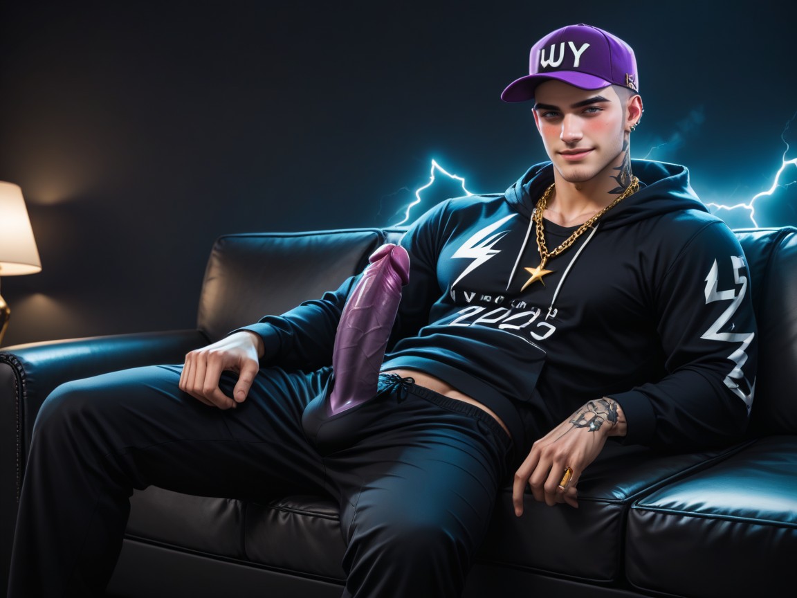 Cap With Letters Vipfuk, Full-face Blush, Rugged Aggressive Latino Gangster AI Gay Porn