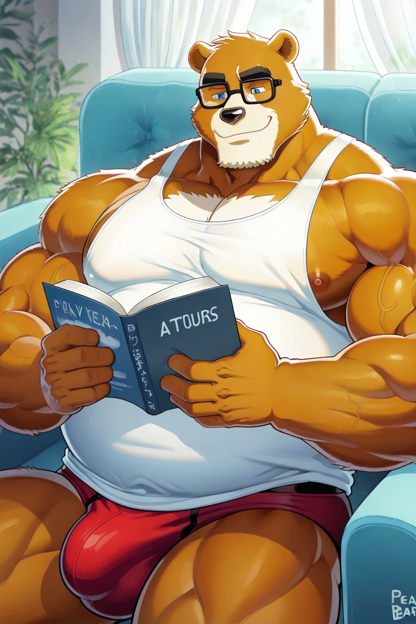 Open Book, Red Briefs, Fat AI Gay Porn