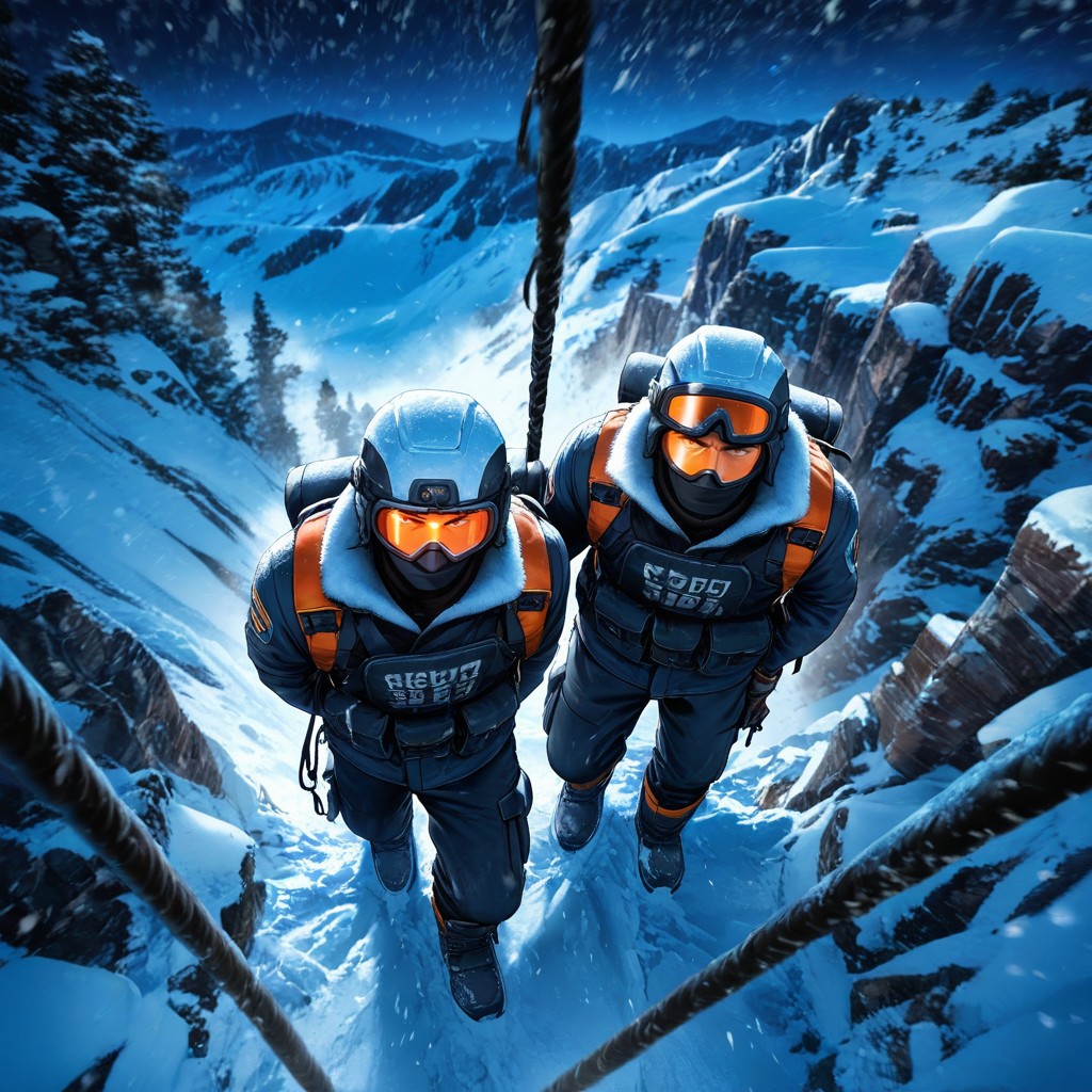 Heavy Gloves Gripping Ice Axes, Jacket Hoods Straining Against Gusts, Background Completely Obscured By Blizzard AI Gay Porn