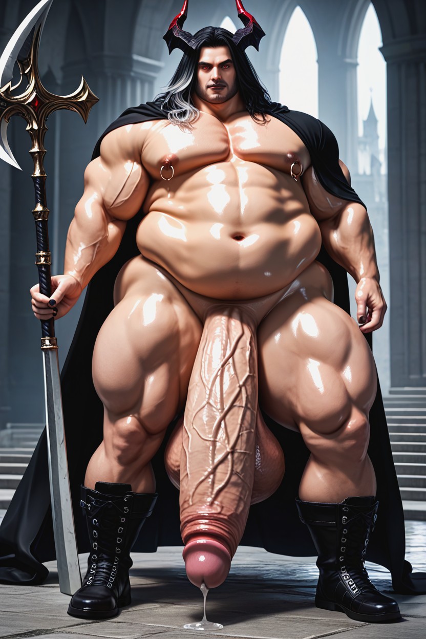 Effeminate Facial Features, Muscular Puffy Pecs, Fantasy Castle Setting AI Gay Porn