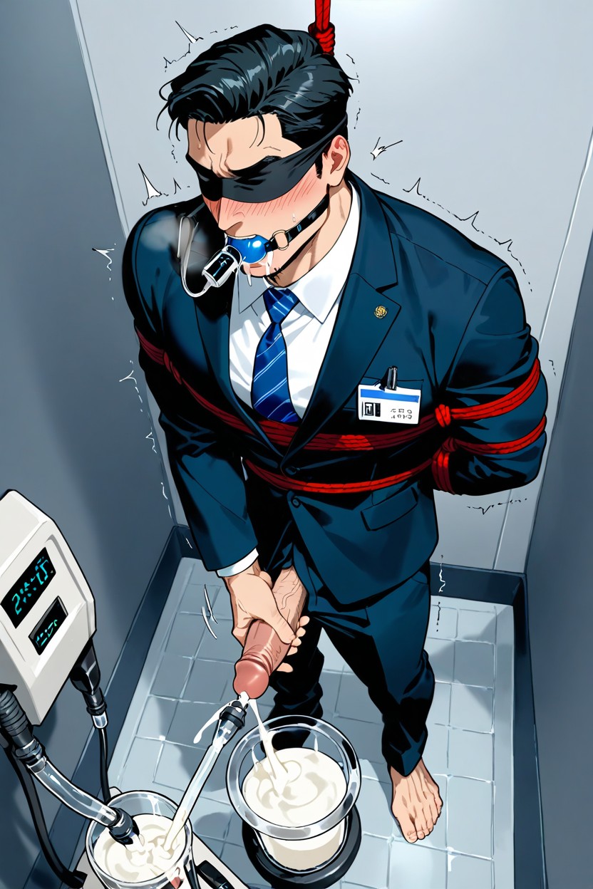 Gray Background, Sperm Collecting Machine, Fit AI Gay Porn