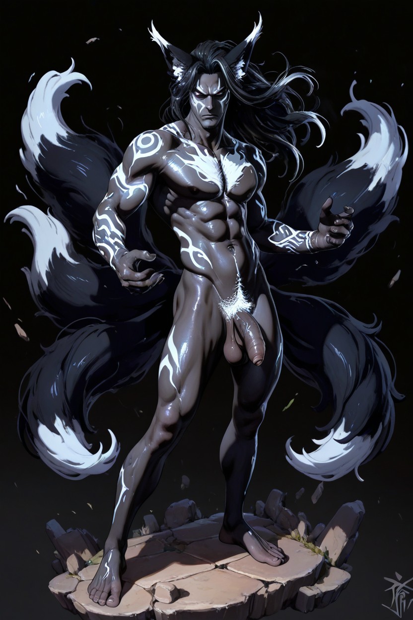 Plain Black Background, Full Body Visible, Fighting AI Gay Porn