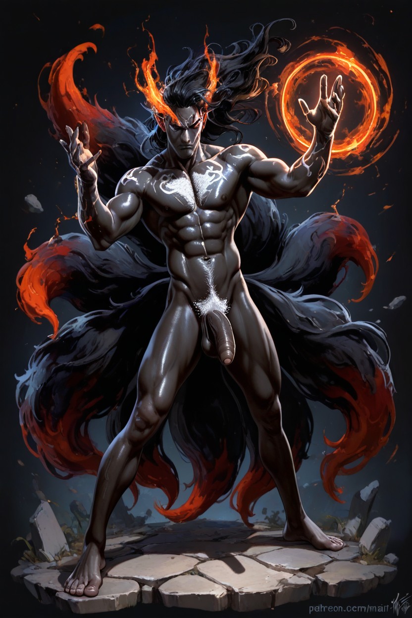 Monster, Handsome, Plain Black Background AI Gay Porn