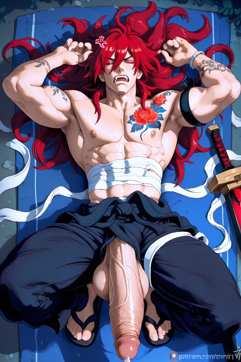 Dripping Precum, Large Sword, Light Tan AI Gay Porn